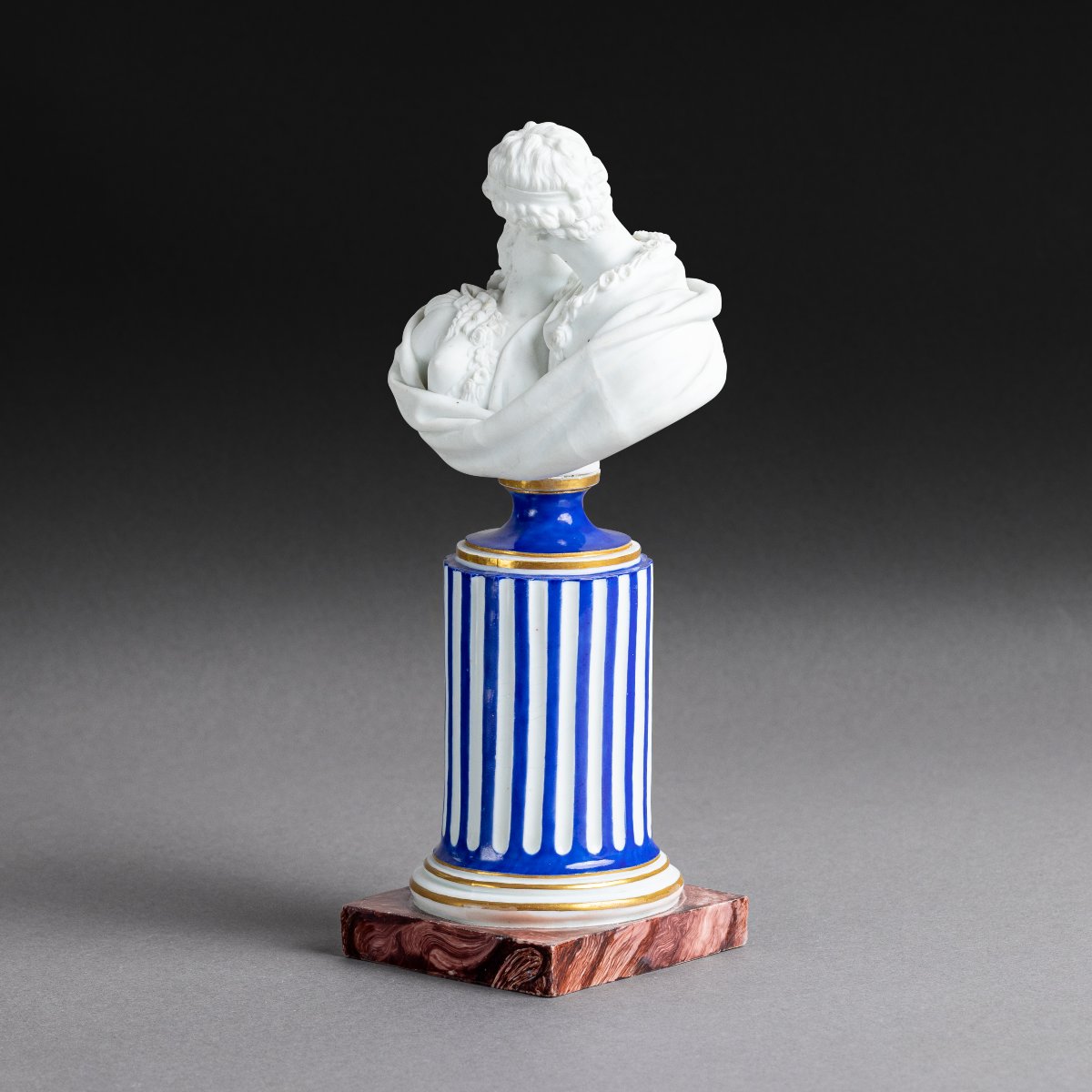 Niderviller, Comte de Custine, d'après Houdon, vers 1780 - Le baiser, buste en biscuit -photo-3