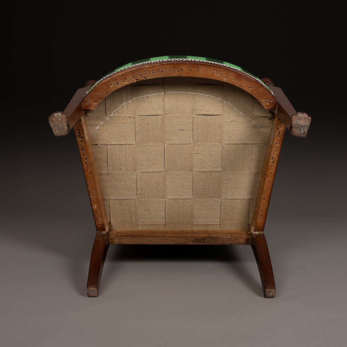 Paris, époque Consulat, Empire - bergère en acajou, retour d'Egypte - soie Prelle-photo-2