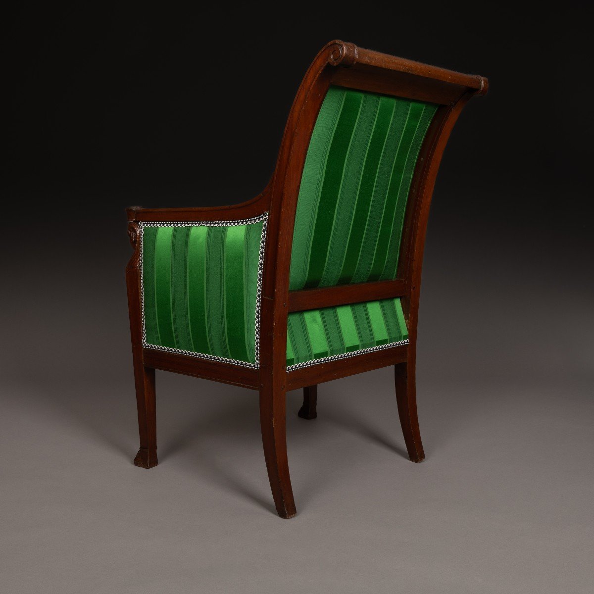 Paris, époque Consulat, Empire - bergère en acajou, retour d'Egypte - soie Prelle-photo-4