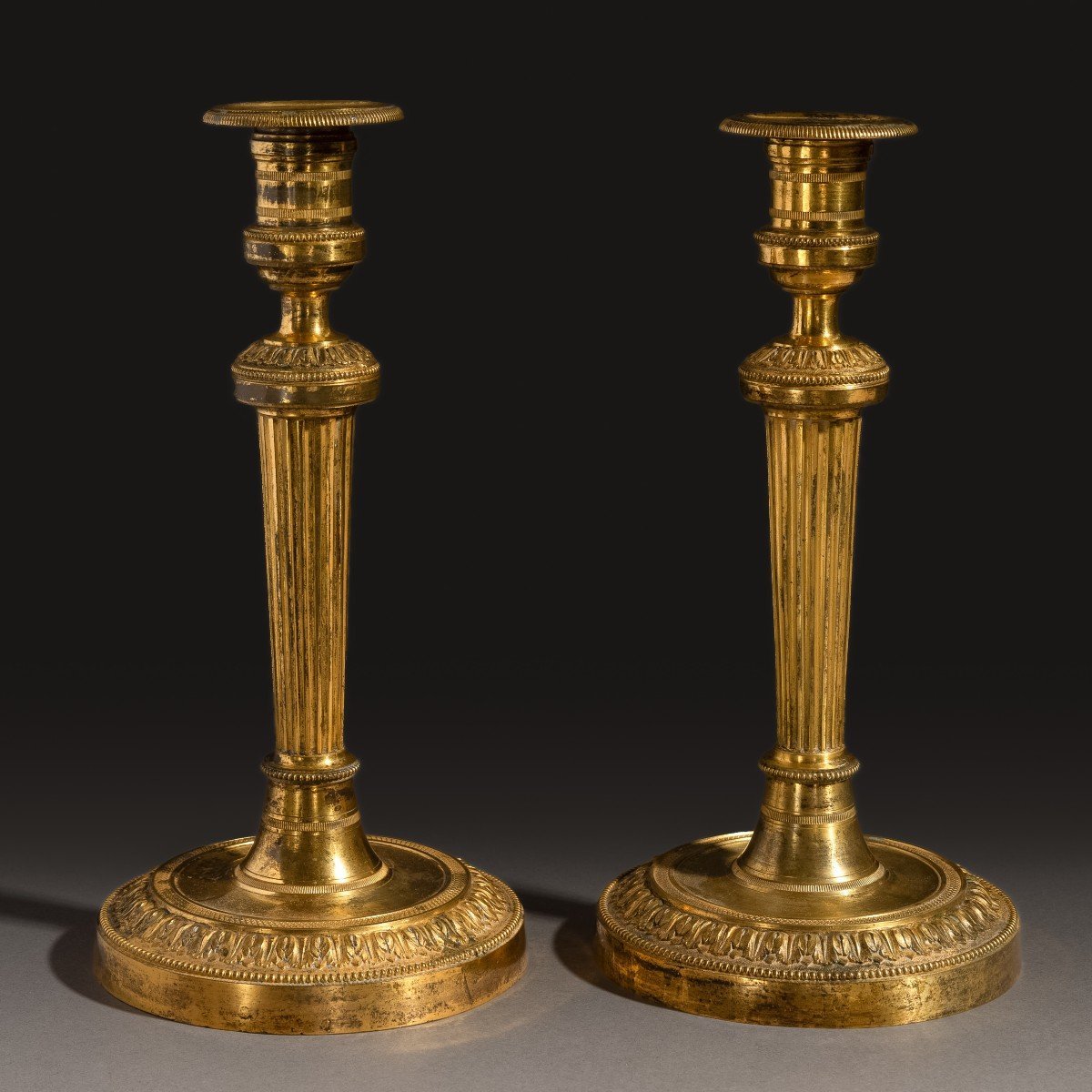 Paris, Circa 1800 - Pair Of Large Candlesticks, Gilt Bronze Torches - Galle Or Ravrio-photo-2