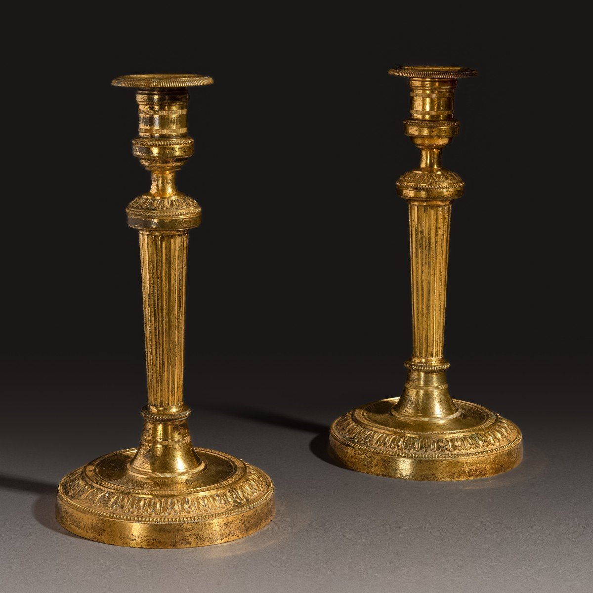 Paris, Circa 1800 - Pair Of Large Candlesticks, Gilt Bronze Torches - Galle Or Ravrio-photo-3