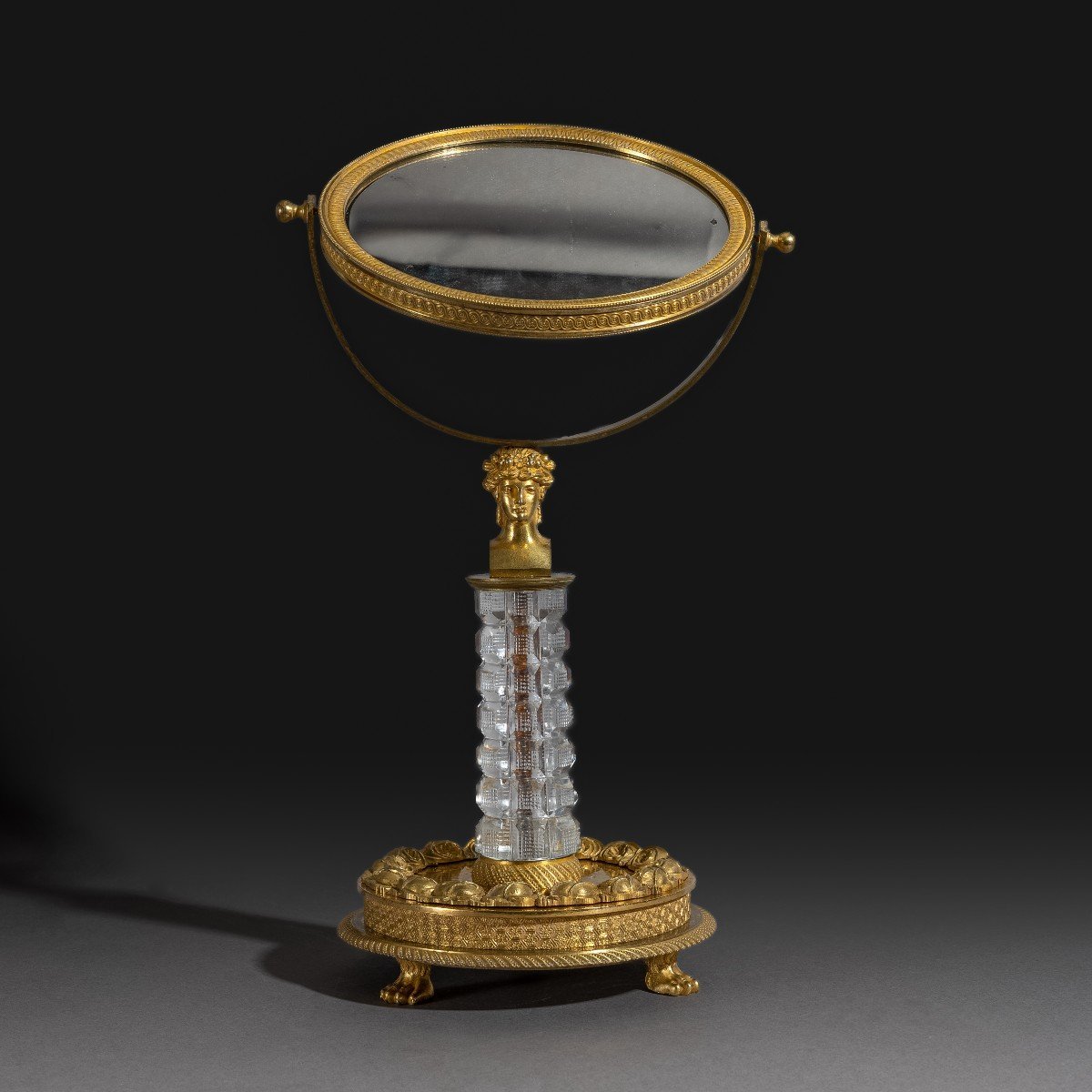 Paris, vers 1820 - miroir de table ou psyché - cristal et bronze à l'ormoulu-photo-3