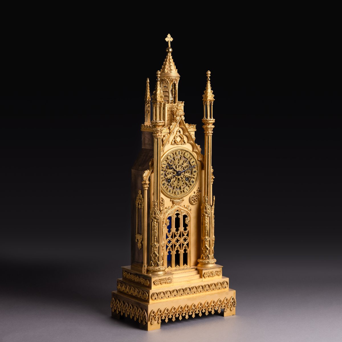 Weibel à Lyon - grande pendule cathédrale, troubadour en bronze finement doré - vers 1830-photo-4