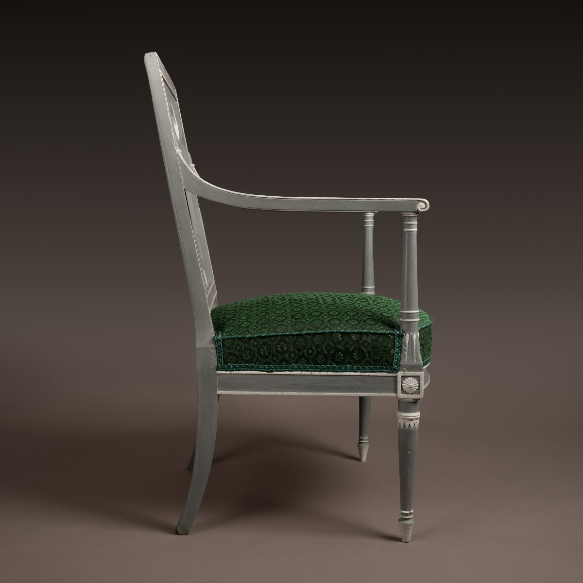 Jacob Frères - fauteuil Directoire à dossier repercé - bois peint et tissu en crin-photo-4