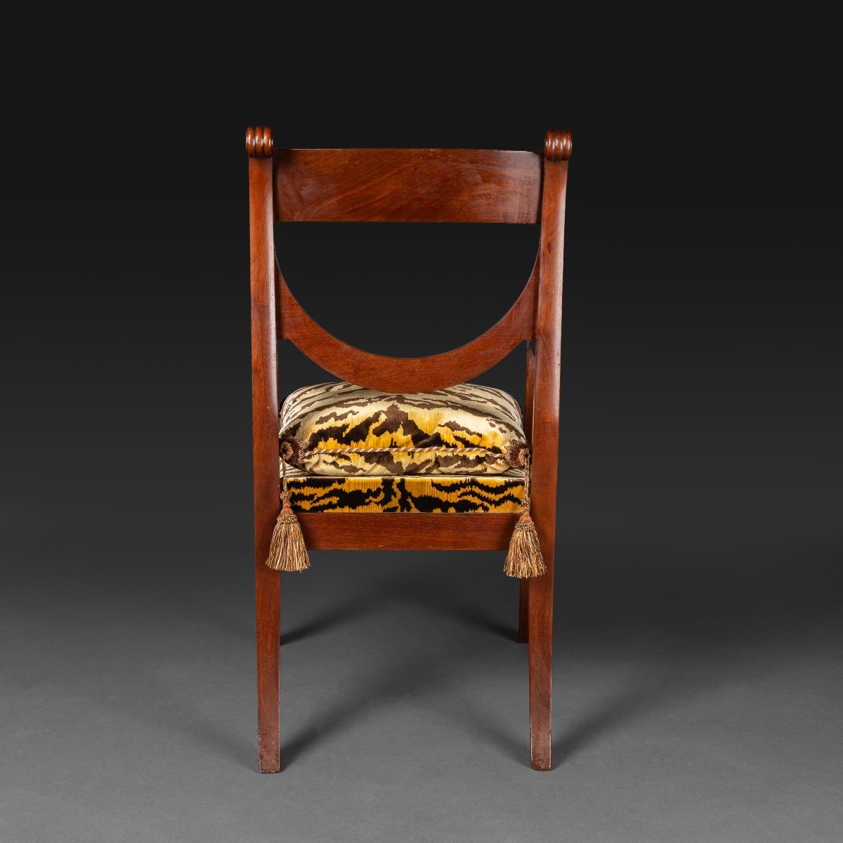 Jacob Desmalter - Desk Amchair A Chassis - Mahogany And Silk Velvet - Empire Style, Restaurati-photo-1
