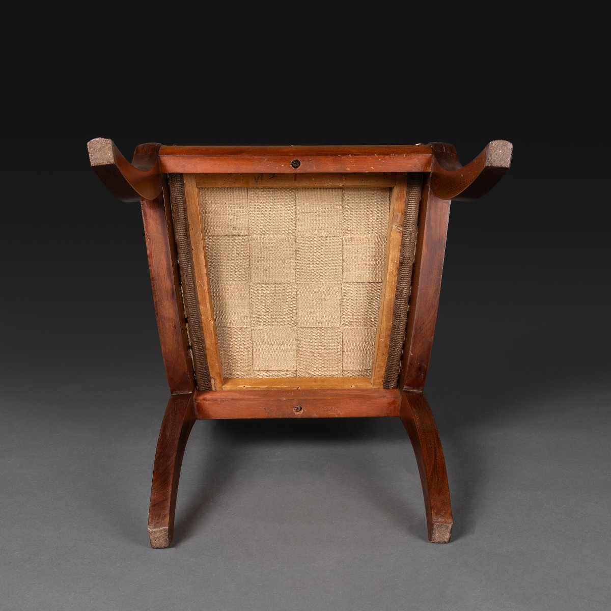 Jacob Desmalter - Desk Amchair A Chassis - Mahogany And Silk Velvet - Empire Style, Restaurati-photo-6