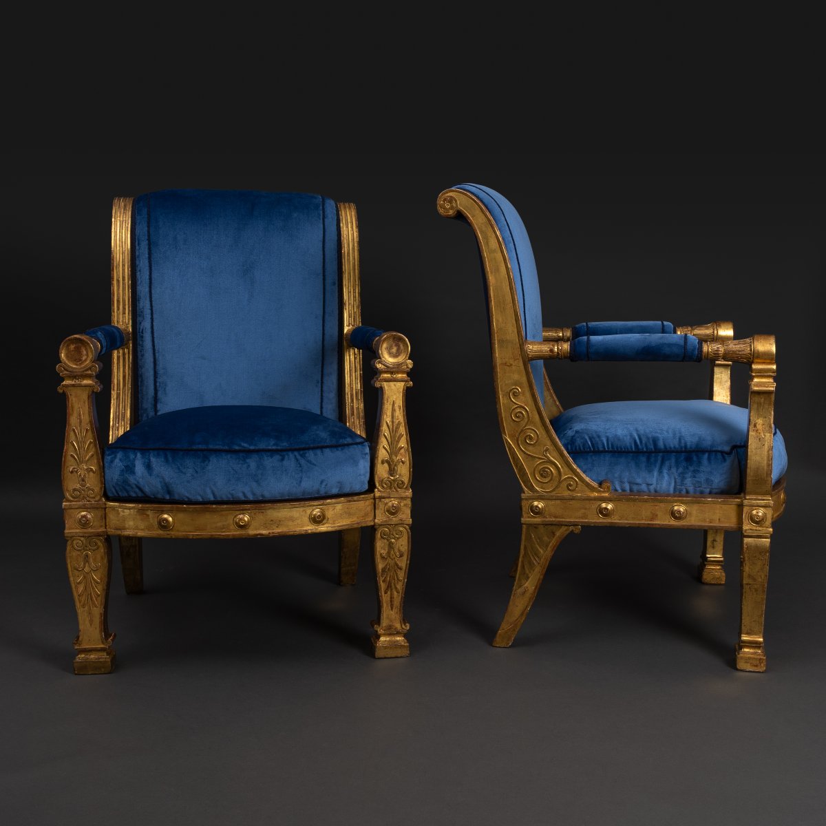 Jacob Desmalter, Percier Fontaine - Pair Of Ceremonial Armchairs Delivered For Louis Bonaparte-photo-2
