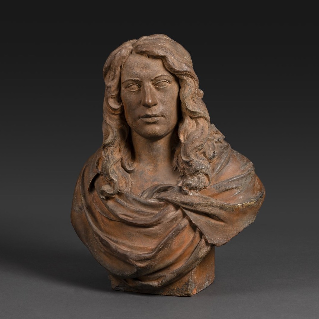 Pays-Bas ou Angleterre, époque Louis XIV - important buste d'homme en terre cuite XVIIe-photo-2
