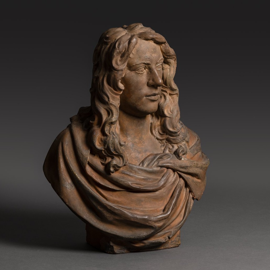 Pays-Bas ou Angleterre, époque Louis XIV - important buste d'homme en terre cuite XVIIe-photo-3
