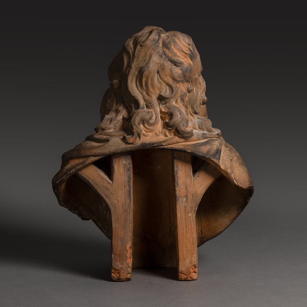 Pays-Bas ou Angleterre, époque Louis XIV - important buste d'homme en terre cuite XVIIe-photo-2
