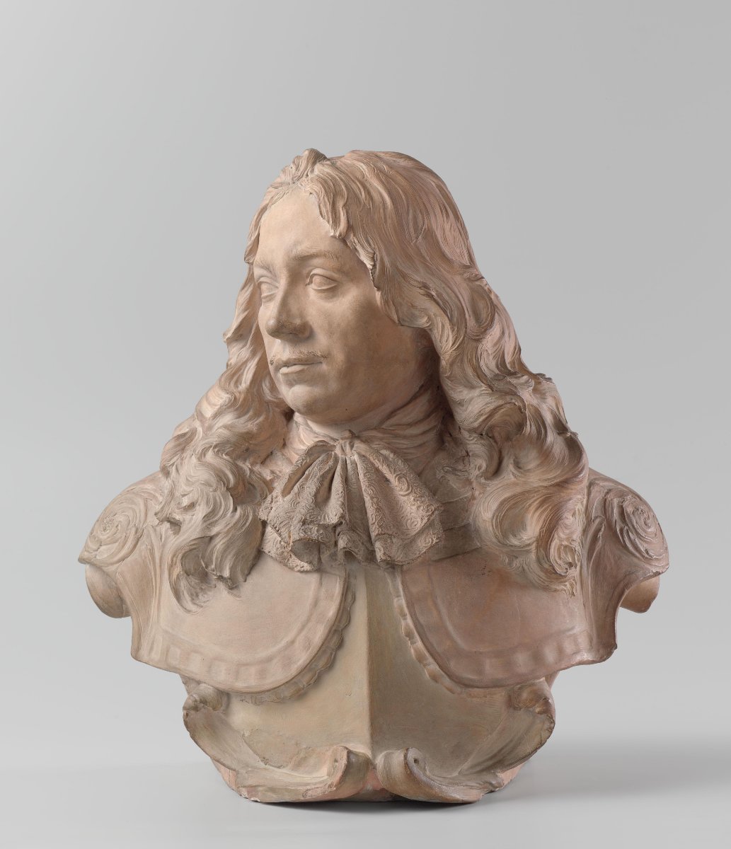 Pays-Bas ou Angleterre, époque Louis XIV - important buste d'homme en terre cuite XVIIe-photo-4