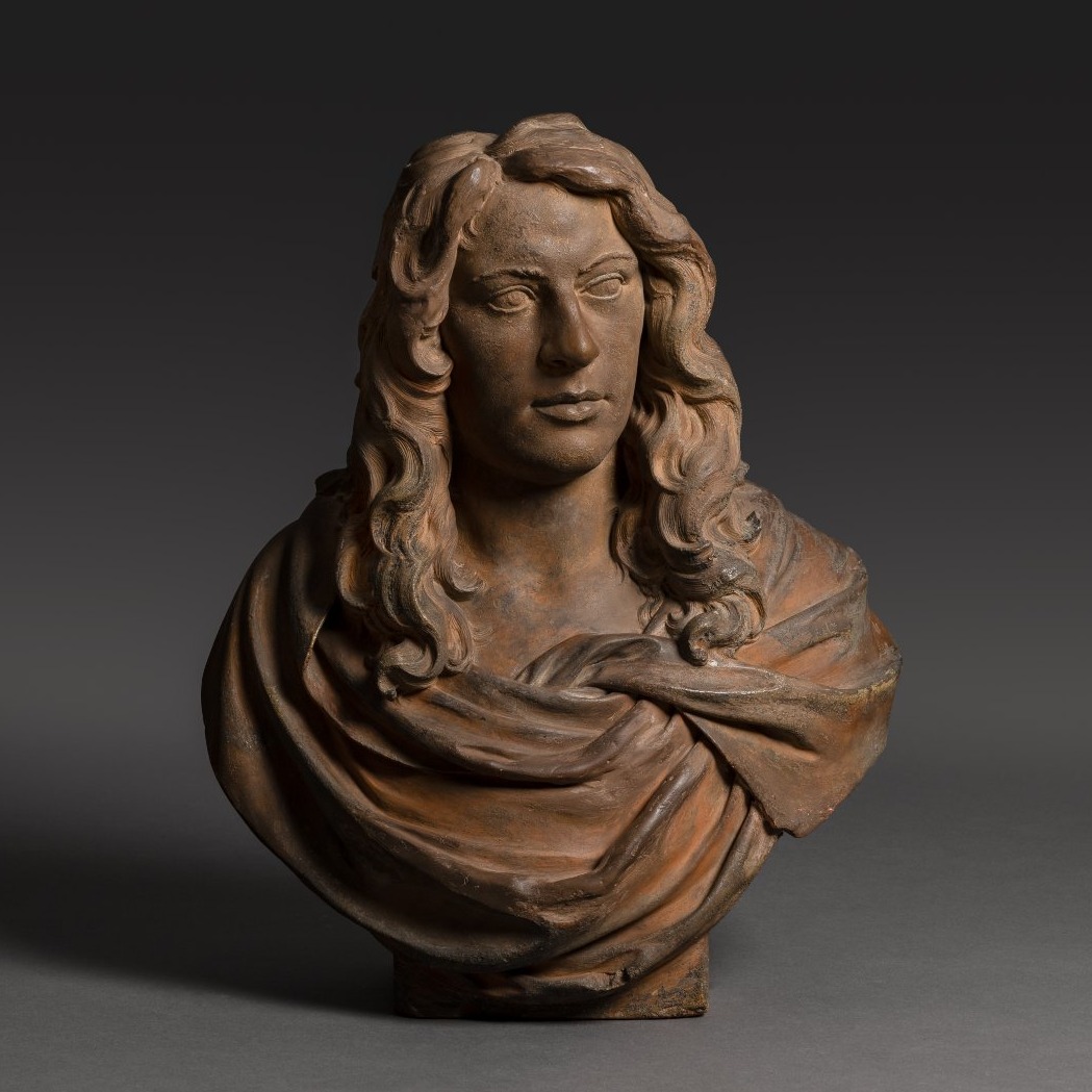 Pays-Bas ou Angleterre, époque Louis XIV - important buste d'homme en terre cuite XVIIe