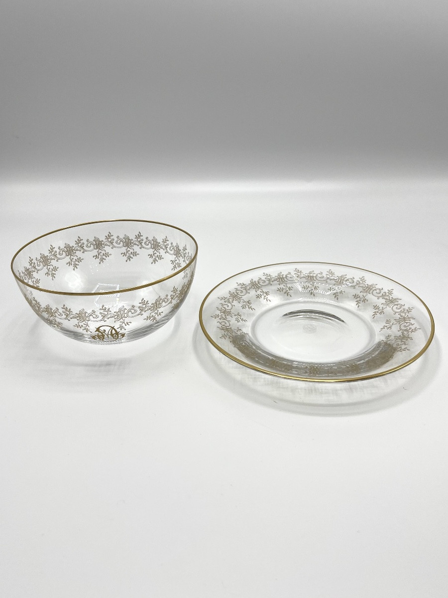 Baccarat - “récamier” Bowl And Cup-photo-2
