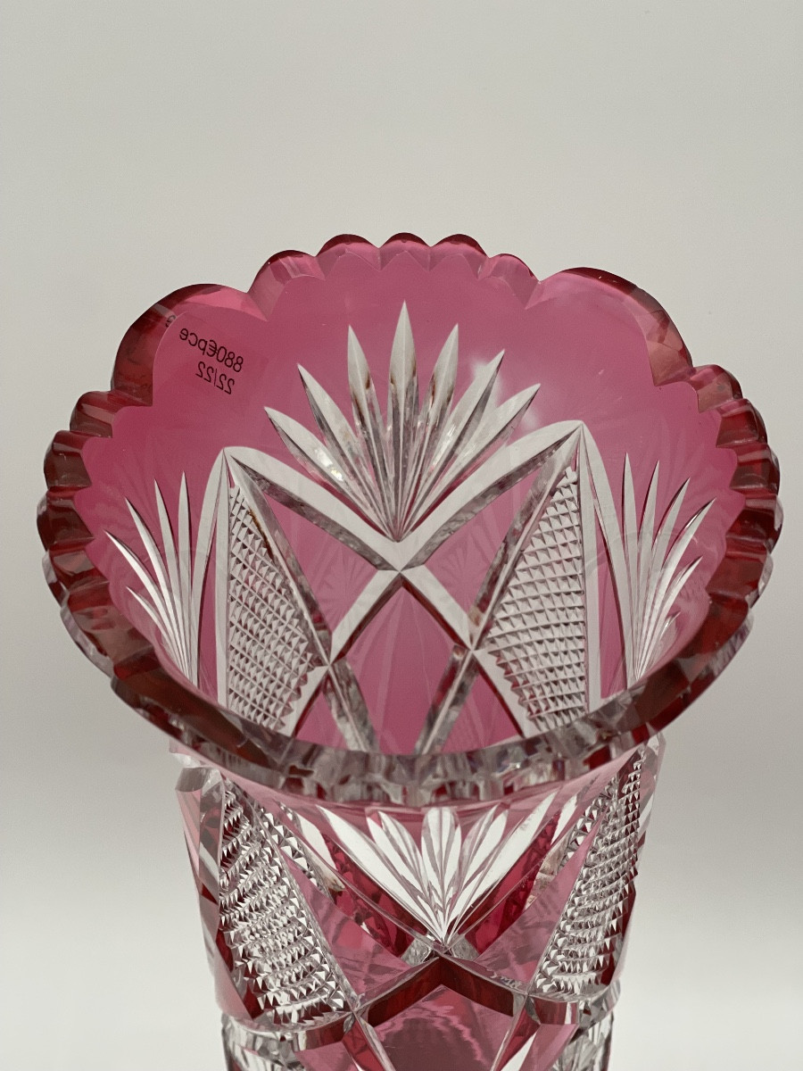 Baccarat - Red Lined Cut Vase -photo-2