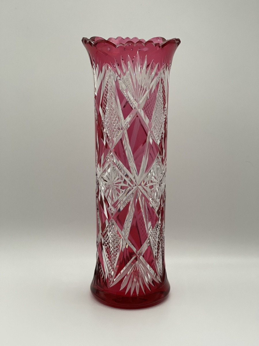 Baccarat - Red Lined Cut Vase 