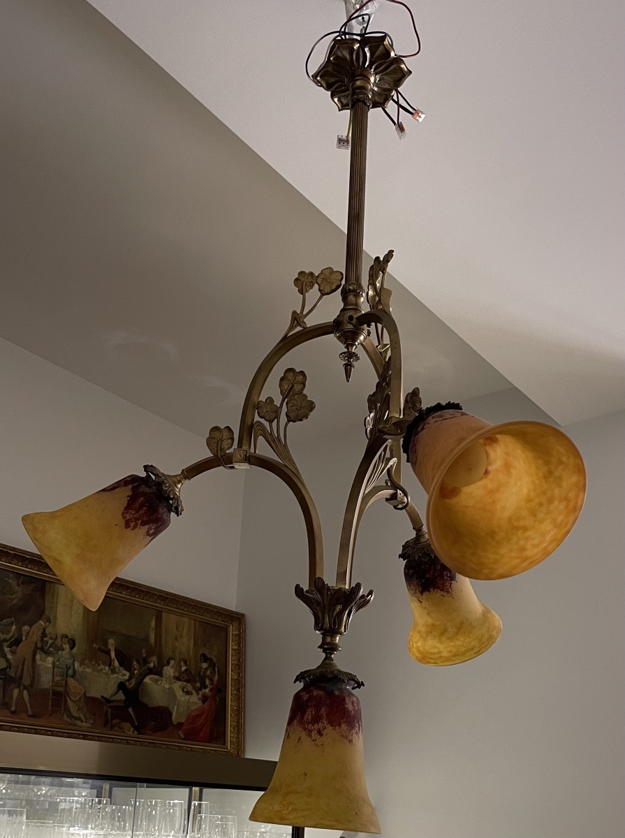Daum- Nancy - Art Nouveau Chandelier -photo-5