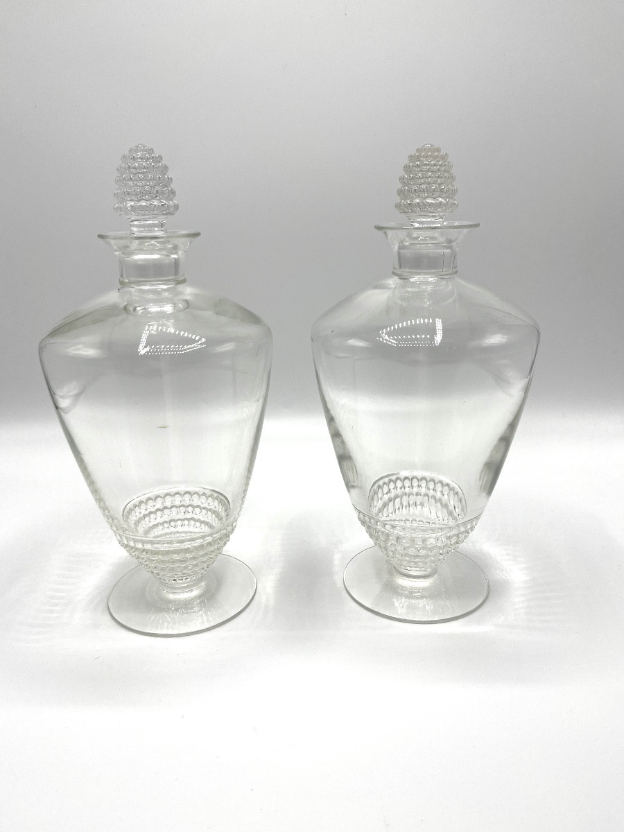 René Lalique - Pair Of Nippon Decanters   