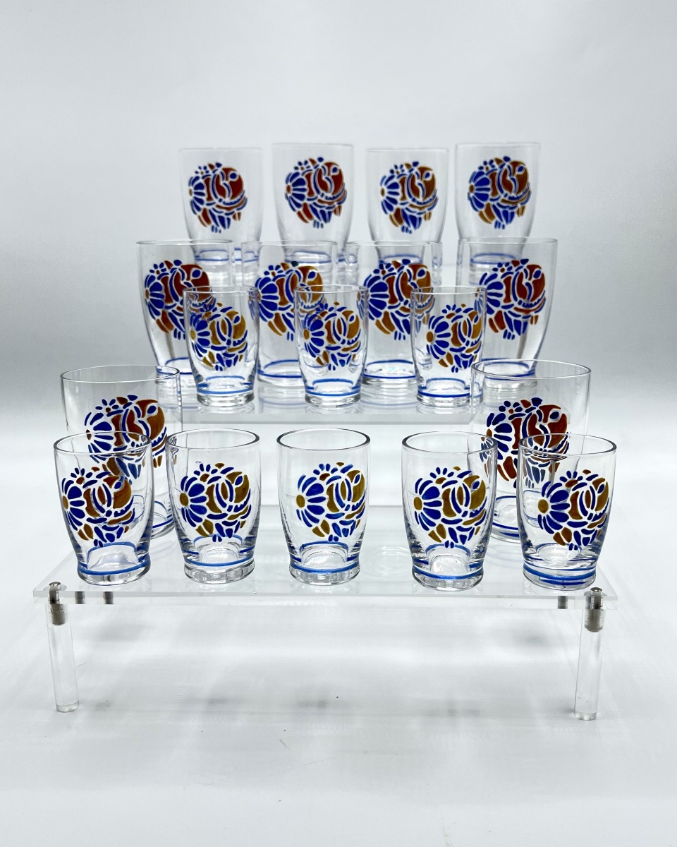 Baccarat - Pair Of Enameled Goblets From The 1930s 