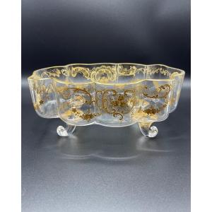Cristallerie de Clichy - Jardinière Louis XV  Ovale  Rehaussée d’or  