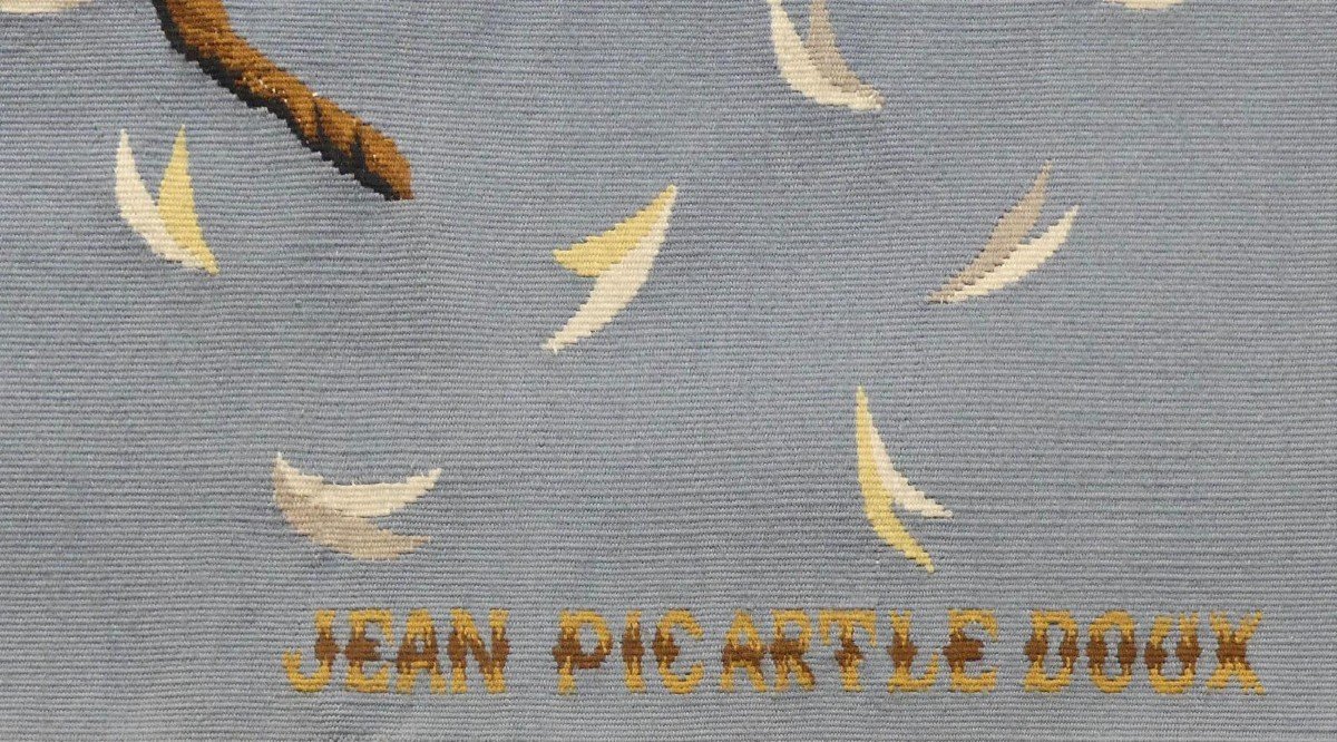 Jean Picart Le Doux -  l'Oiseau Flamme  - Tapisserie d'Aubusson-photo-3