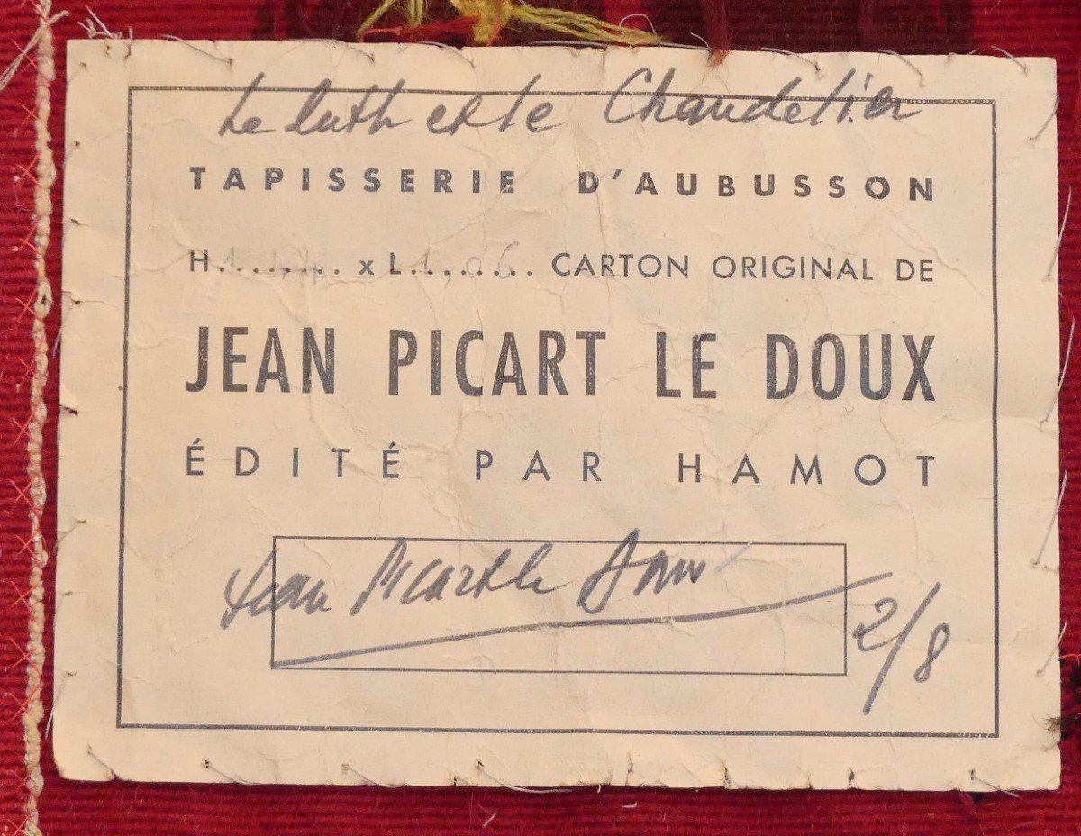 Jean Picart Le Doux  -  Le Luth Et Le Chandelier  - Tapisserie d'Aubusson-photo-4