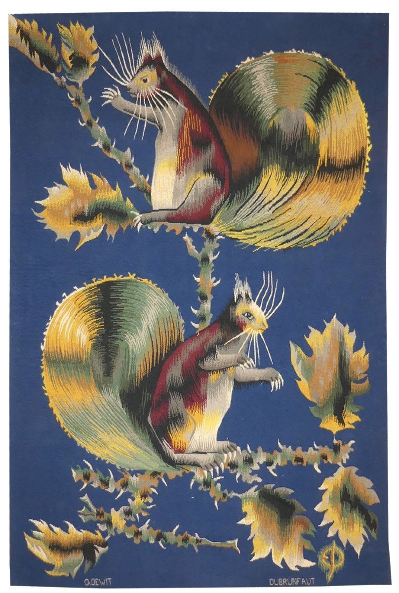 Edmond Dubrunfaut - The 2 Squirrels - Tapestry 
