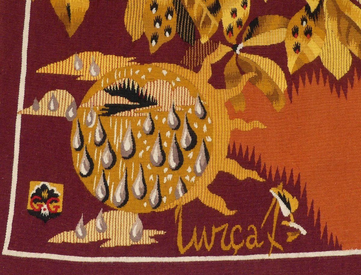 Jean Lurçat -  Composition orange  -  Tapisserie d'Aubusson-photo-2