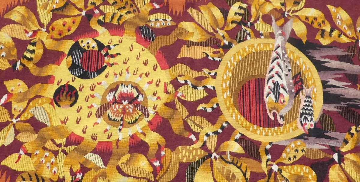 Jean Lurçat -  Composition orange  -  Tapisserie d'Aubusson-photo-4