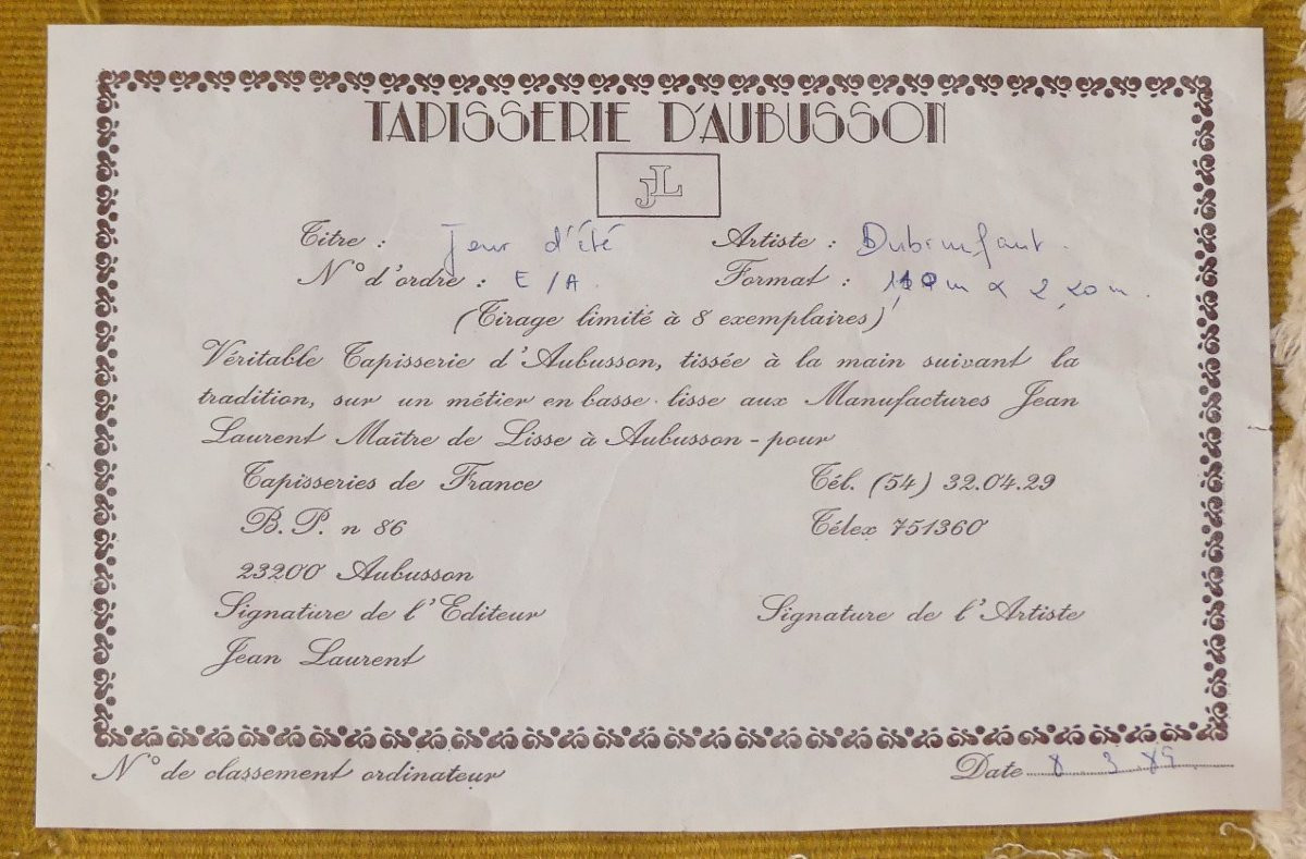 Edmond DUBRUNFAUT   -  Jour d'été   -   Tapisserie d'Aubusson-photo-4