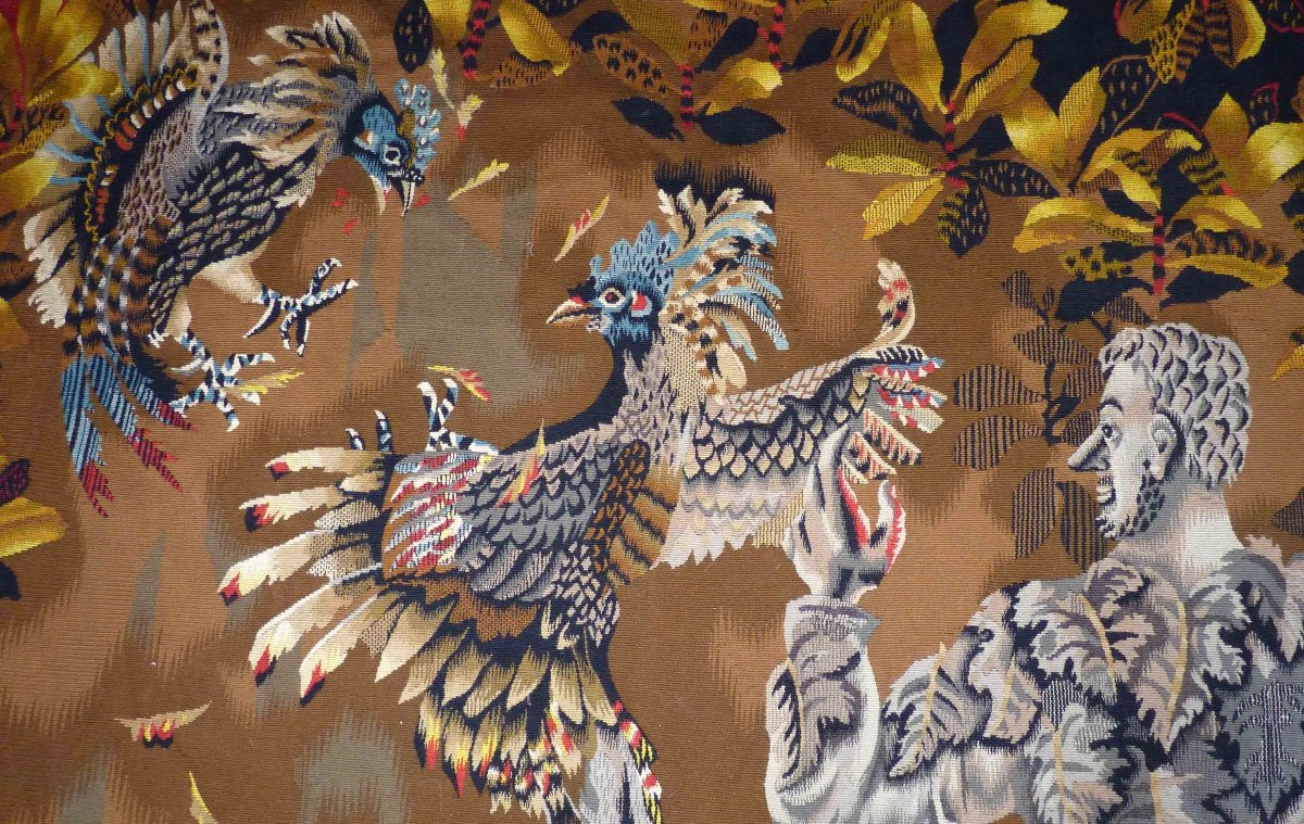 Jean Lurçat  -   Combat de coqs  -  Tapisserie d'Aubusson-photo-2