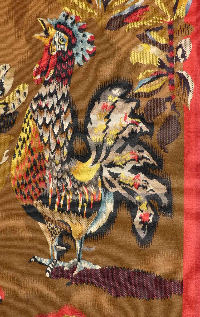 Jean Lurçat  -   Combat de coqs  -  Tapisserie d'Aubusson-photo-3