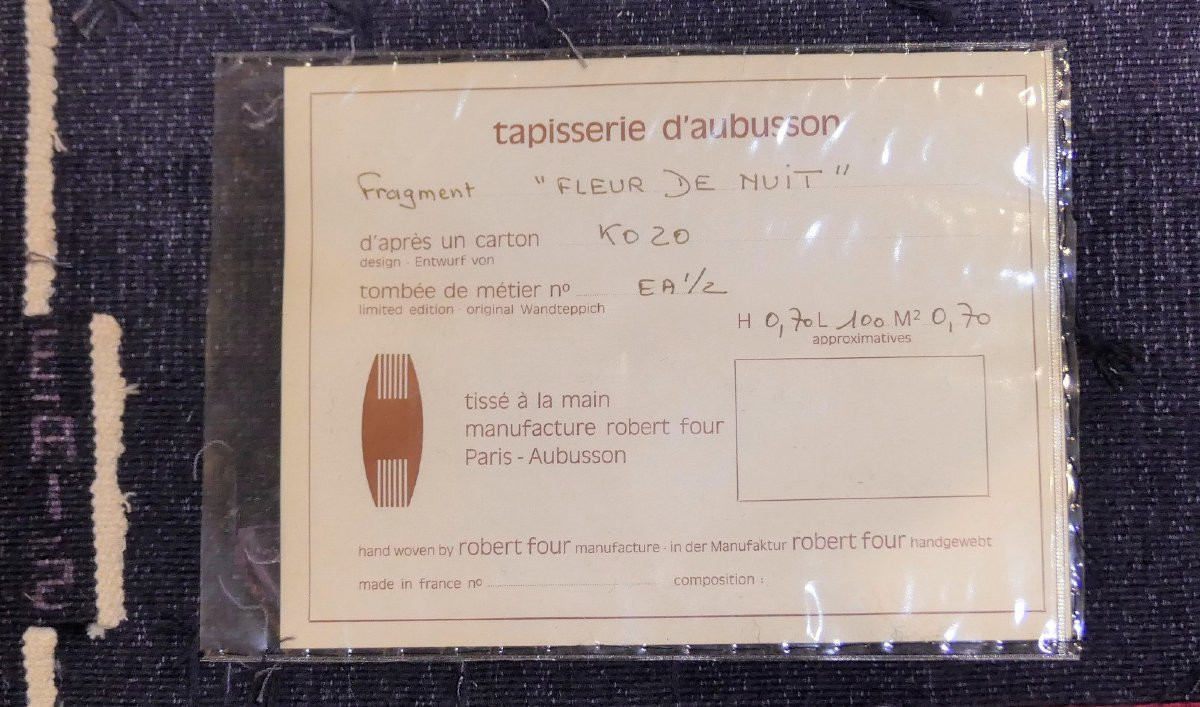 Kozo Inoué -  Fleur de nuit (fragment) -  Tapisserie d'Aubusson-photo-4