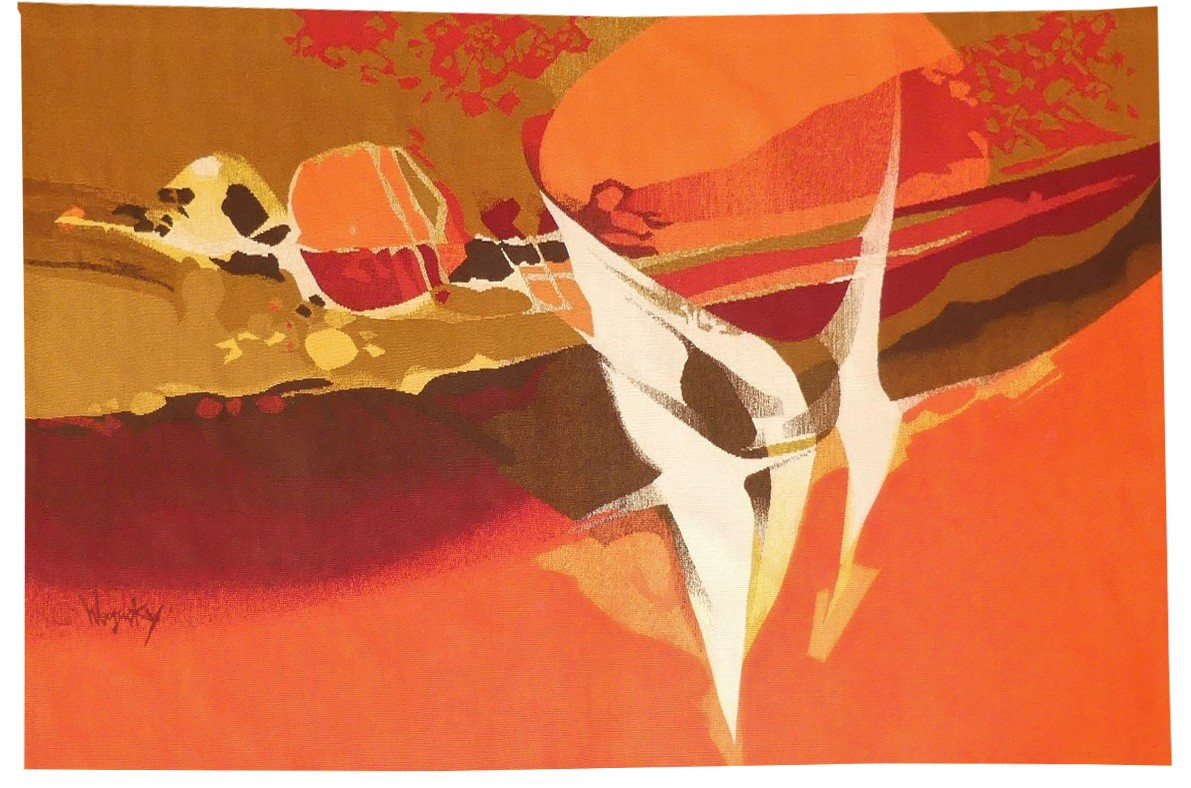 Robert Wogensky -   Trois oiseaux blancs   - tapisserie d'Aubusson