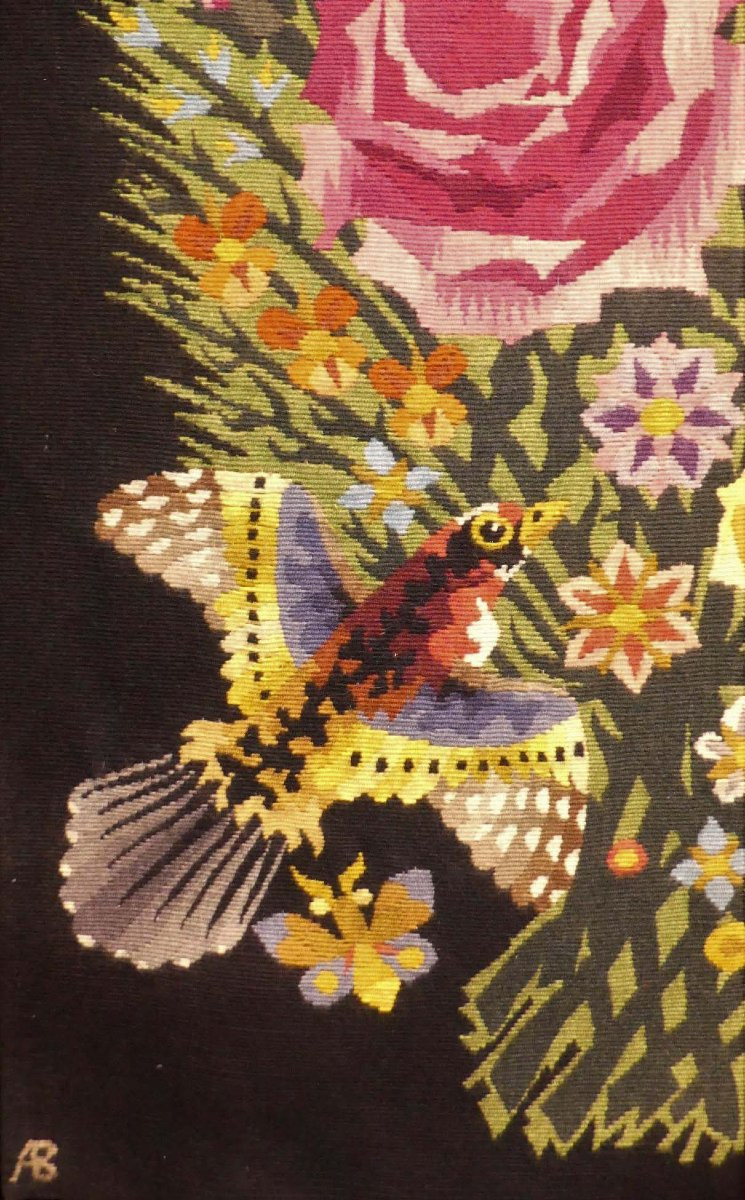 René PERROT -  Bouquet  -  Tapisserie d'Aubusson-photo-4