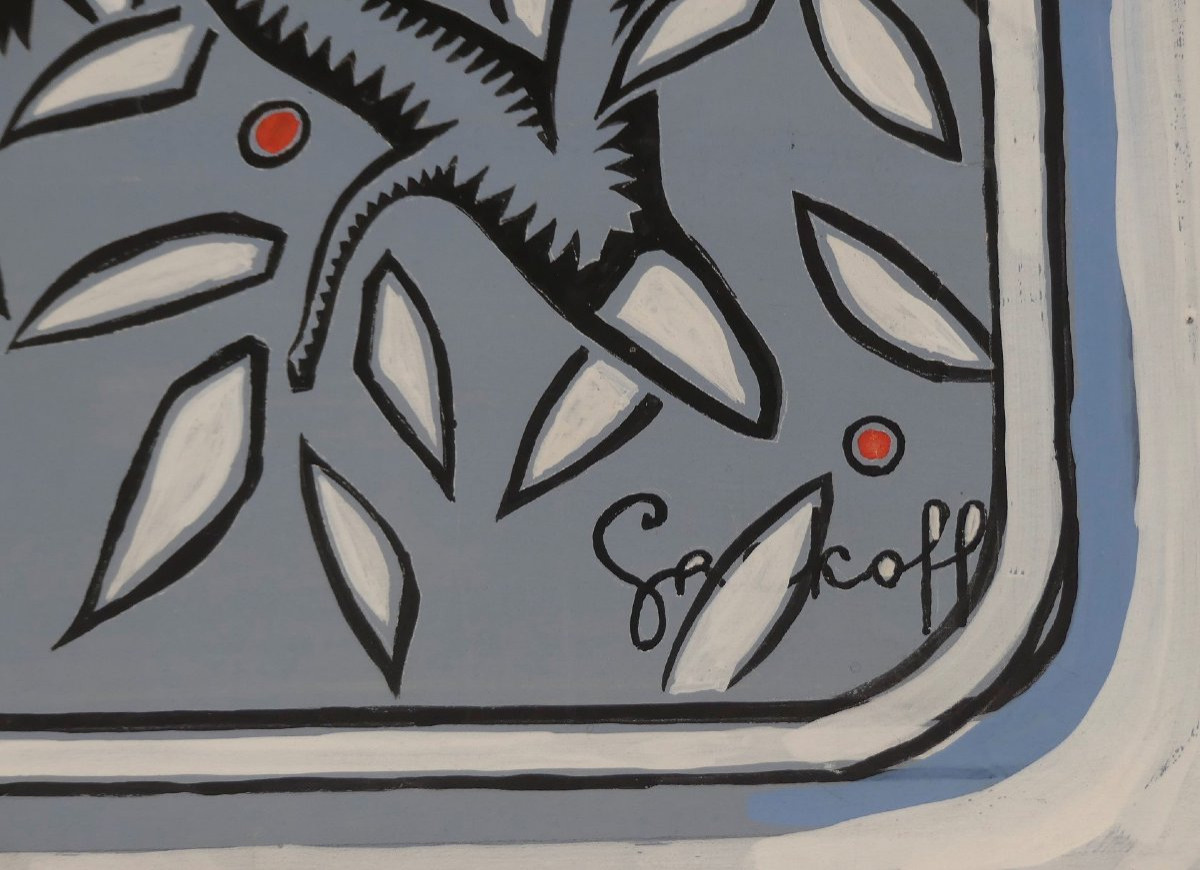 Elie GREKOFF -  Hibou  -  Maquette de  Tapisserie-photo-3