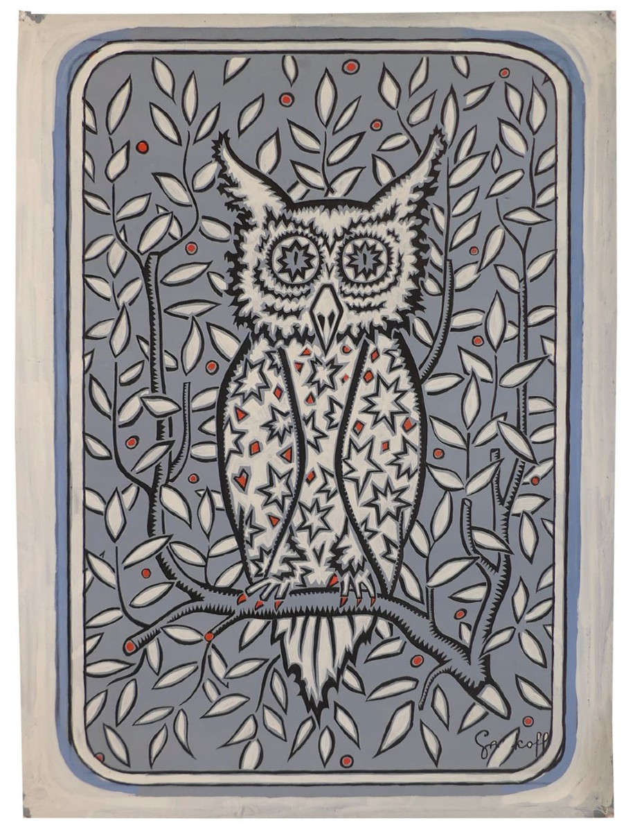 Elie GREKOFF -  Hibou  -  Maquette de  Tapisserie