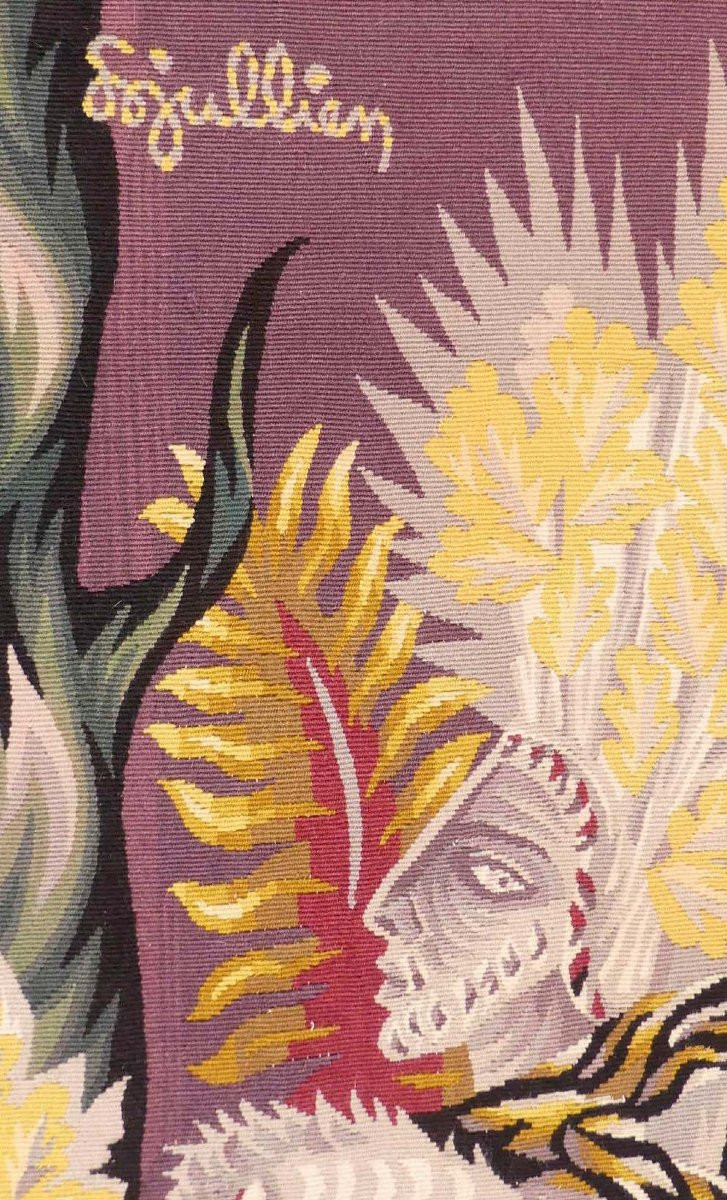 Louis-Marie JULLIEN -  La mort du solitaire  - Tapisserie d'Aubusson-photo-3