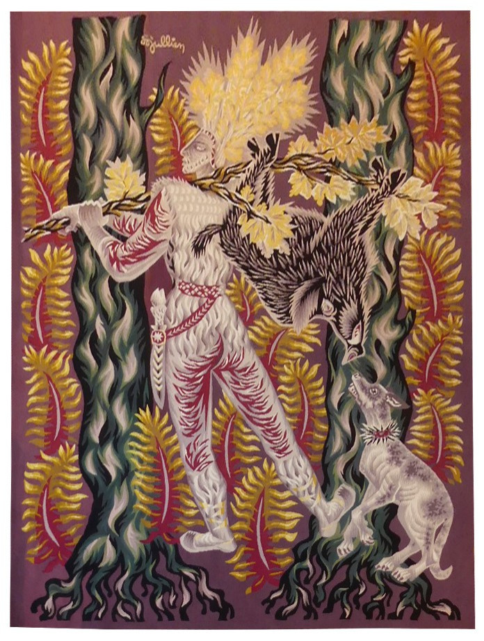 Louis-Marie JULLIEN -  La mort du solitaire  - Tapisserie d'Aubusson