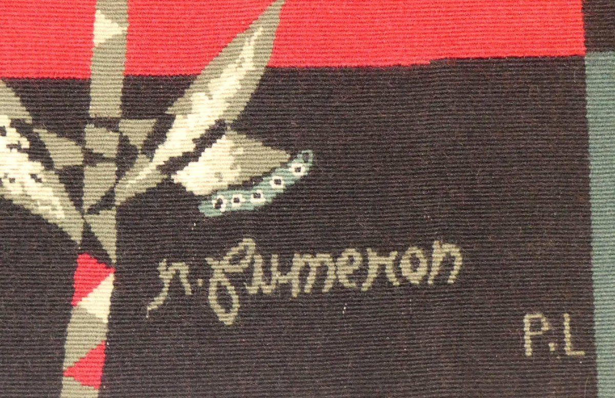 René FUMERON -  Composition aux oiseaux  -  Tapisserie d'Aubusson-photo-4