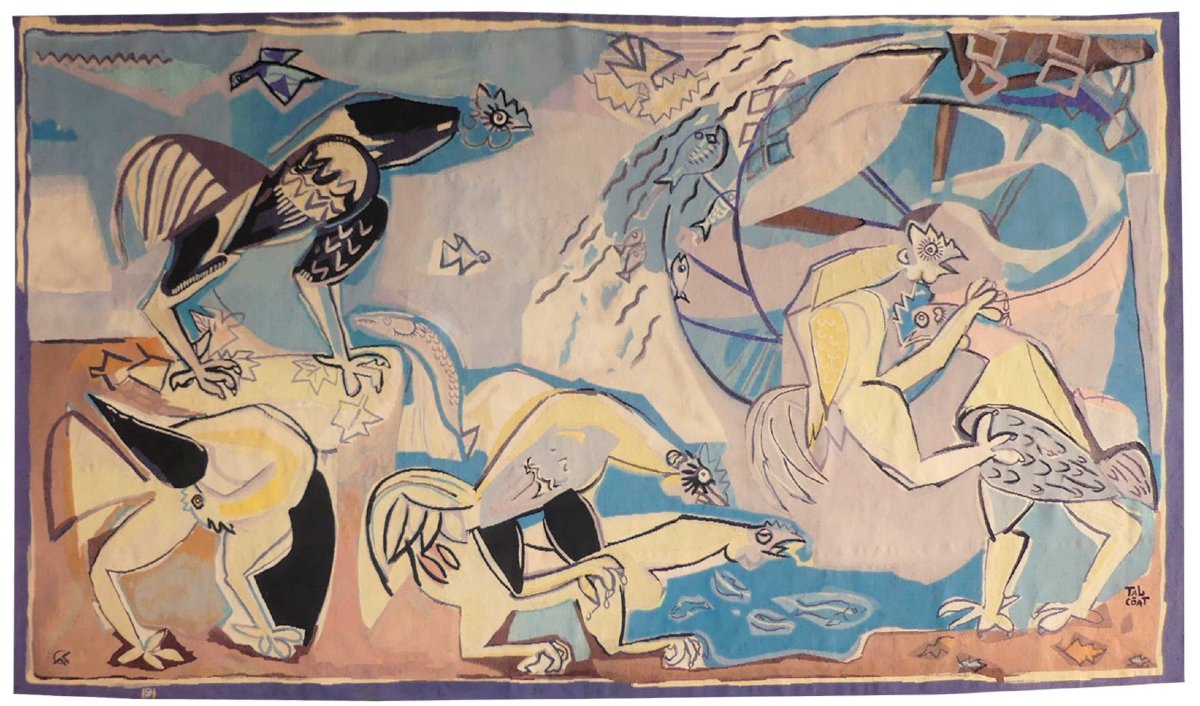 Pierre Tal-coat -  The Cockfight  -  Aubusson Tapestry