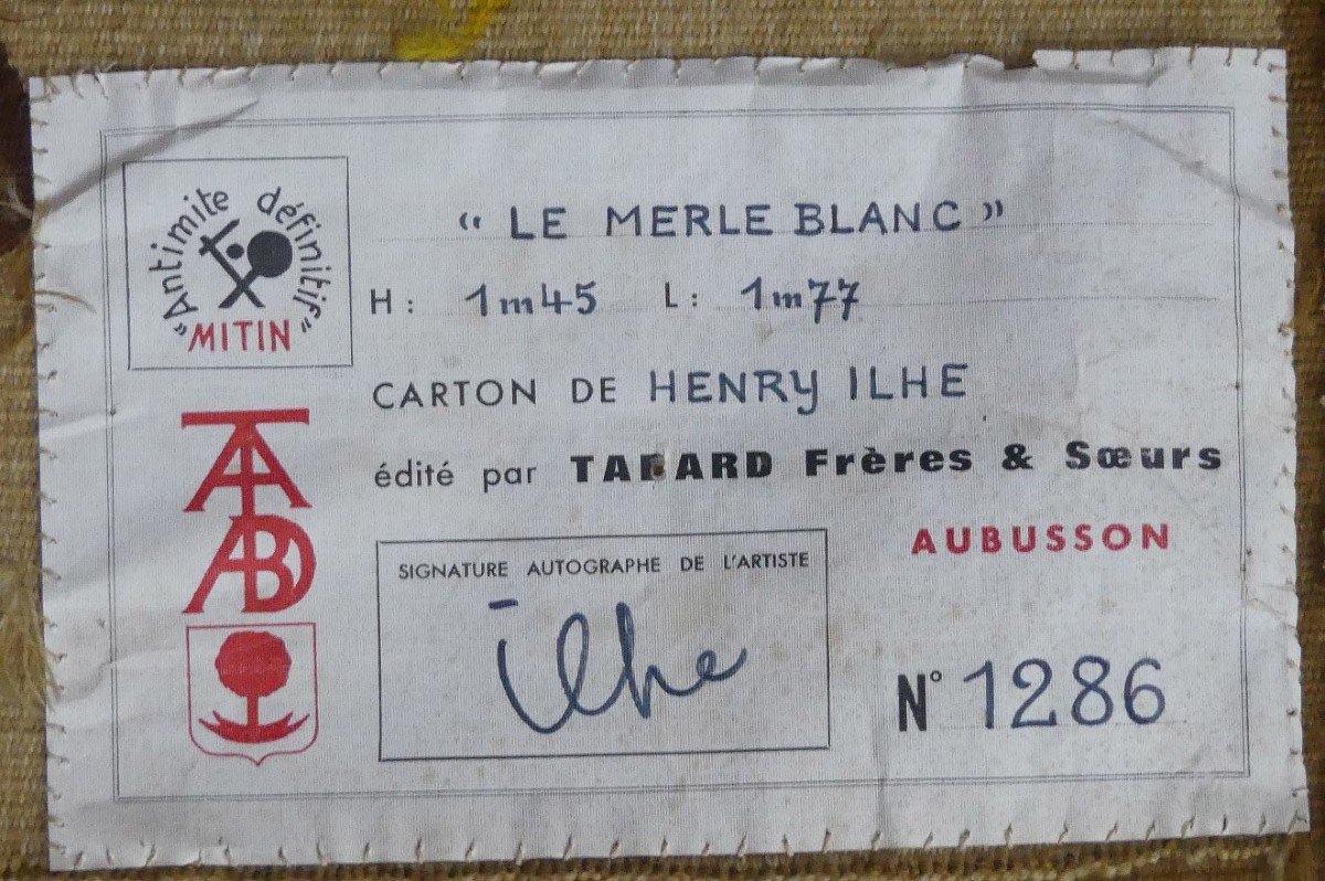 Henri Ilhe - The White Merle - Aubusson Tapestry-photo-4