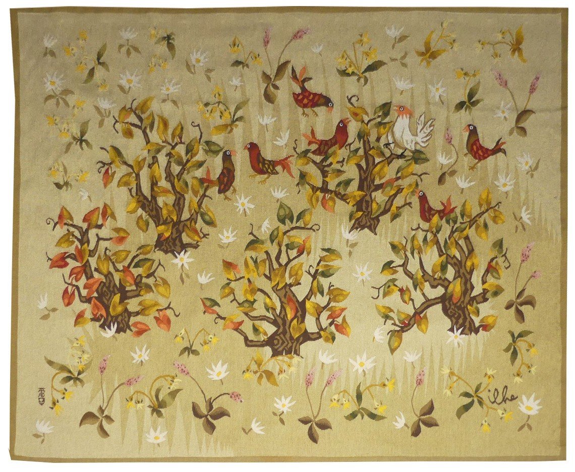 Henri Ilhe - The White Merle - Aubusson Tapestry