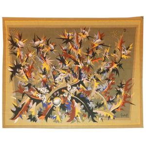 Elie Grekoff  -  Chardons Aux Papillons Blancs  - Tapisserie d'Aubusson