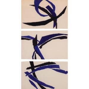 Robert Wogensky - Compositions variables n°3,5,6     - ensemble de 3 tapisseries d'Aubusson