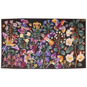 René PERROT -  Fleurs de serres et colibris  -  Tapisserie d'Aubusson