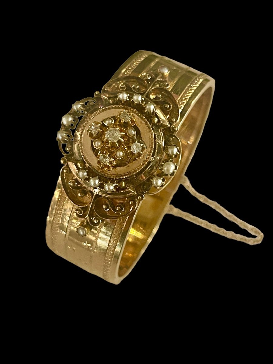 Napoleon III Bracelet, In Gold, Pearls And Diamonds