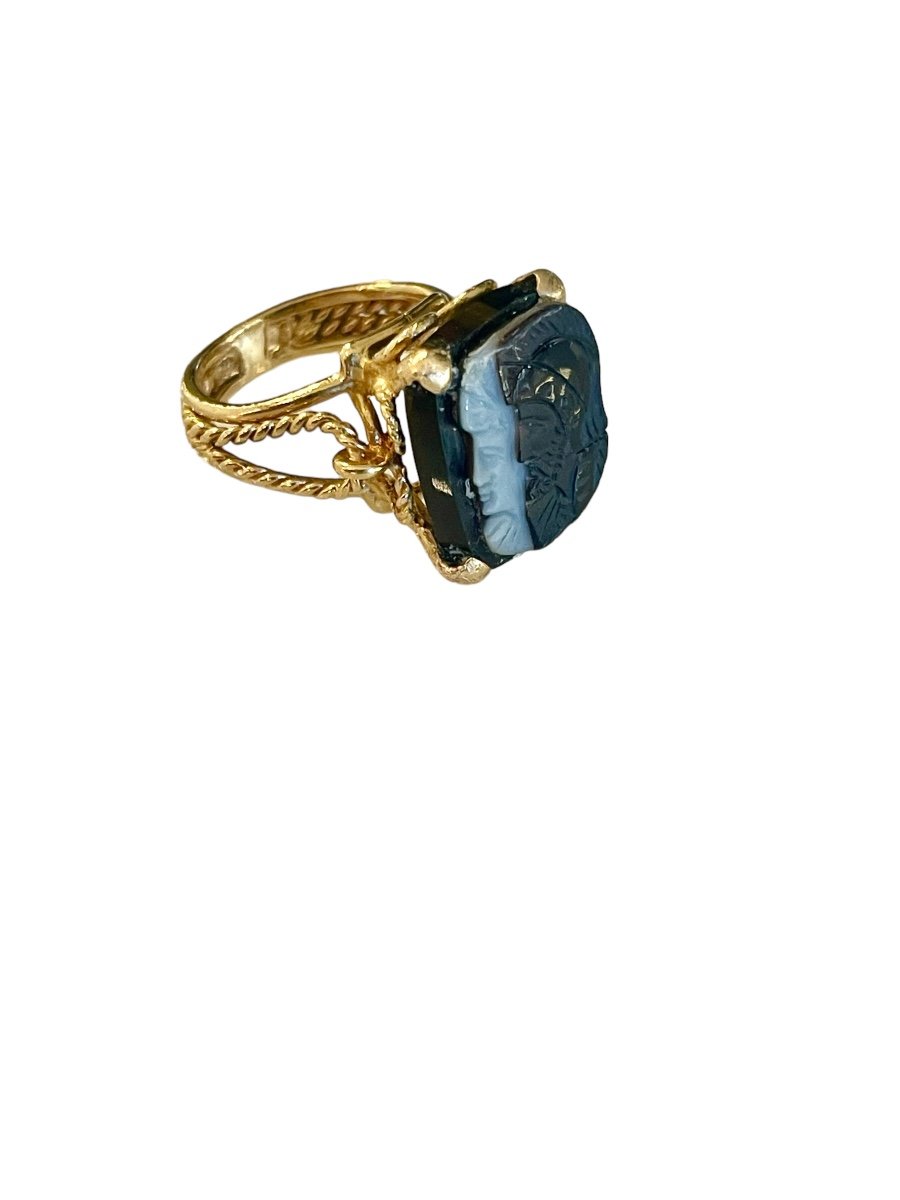Bague Ornée d'Un Camée à Deux Profils -photo-3