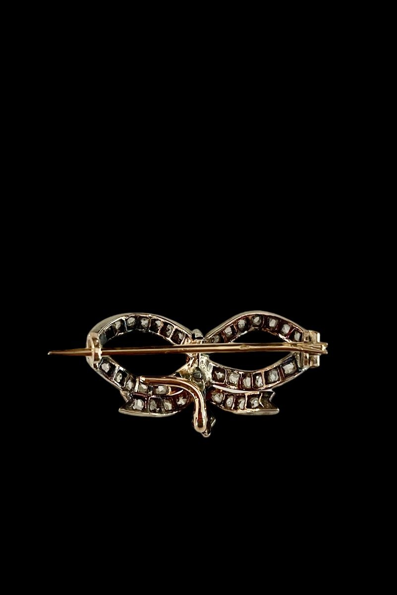 Broche Noeud En Or, Argent Et Diamants-photo-3