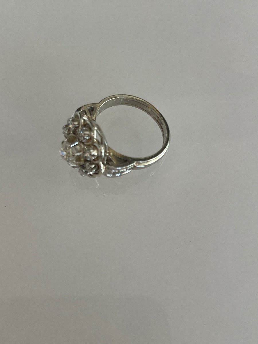 Flower Ring Gold, Platinum And Old Cut Diamonds-photo-2