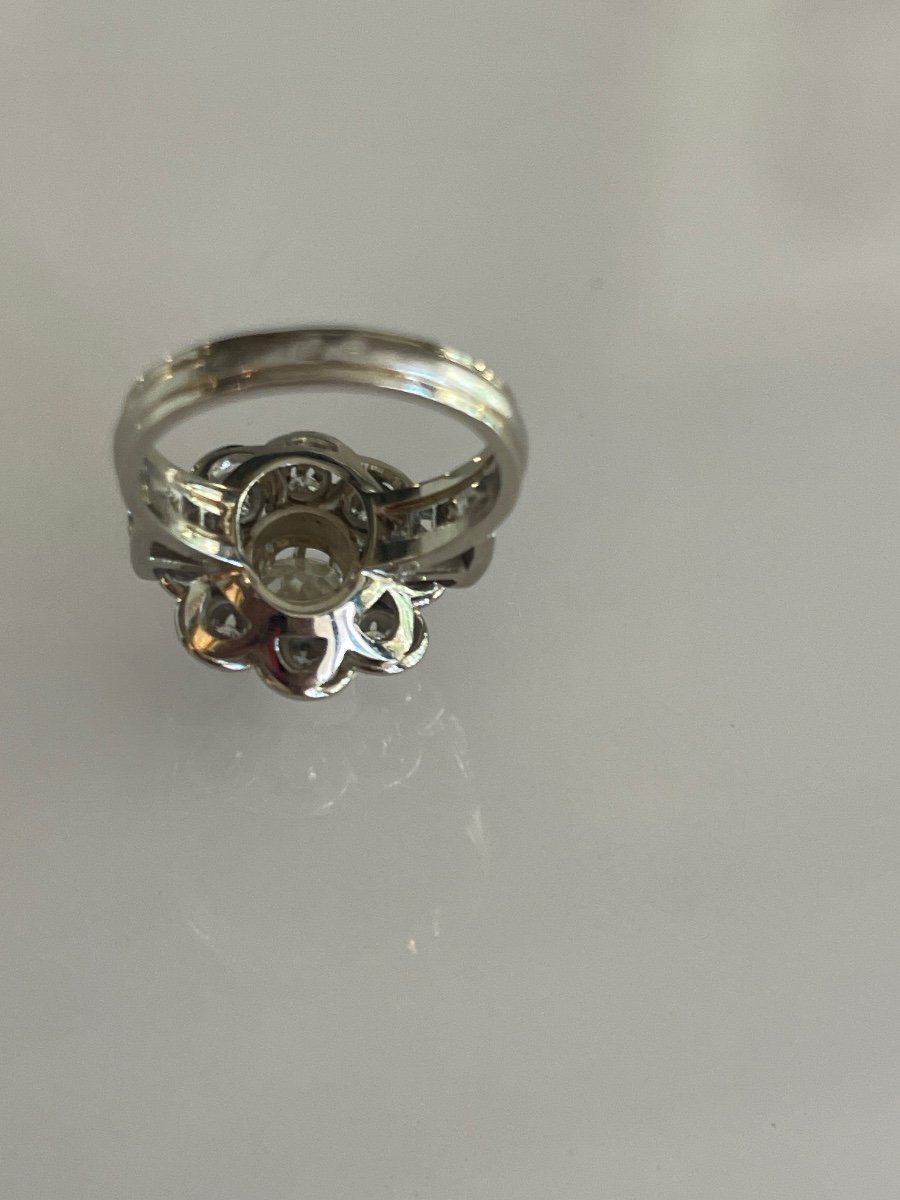 Flower Ring Gold, Platinum And Old Cut Diamonds-photo-4